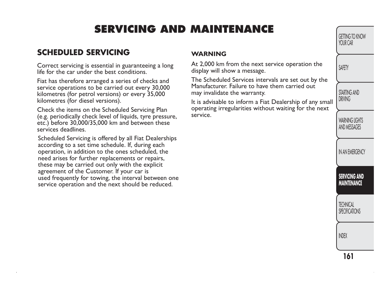 Servicing and maintenance | FIAT Panda User Manual | Page 165 / 260