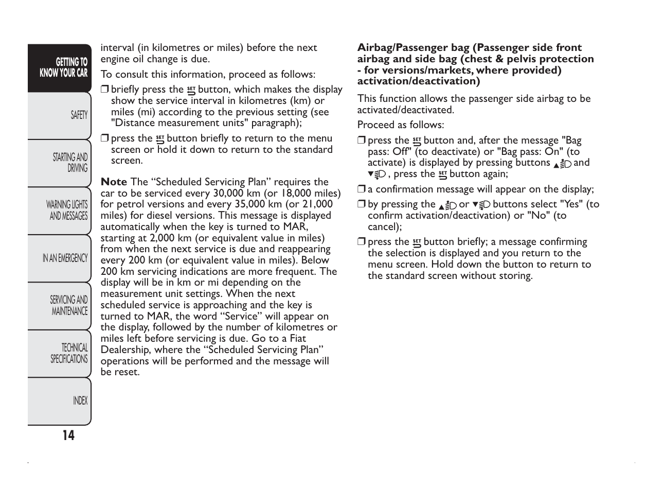 FIAT Panda User Manual | Page 18 / 260