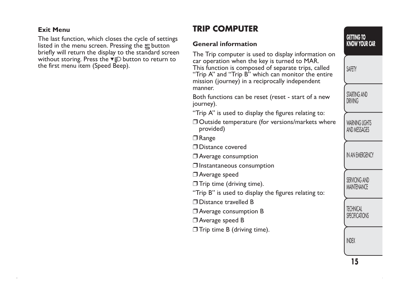 FIAT Panda User Manual | Page 19 / 260