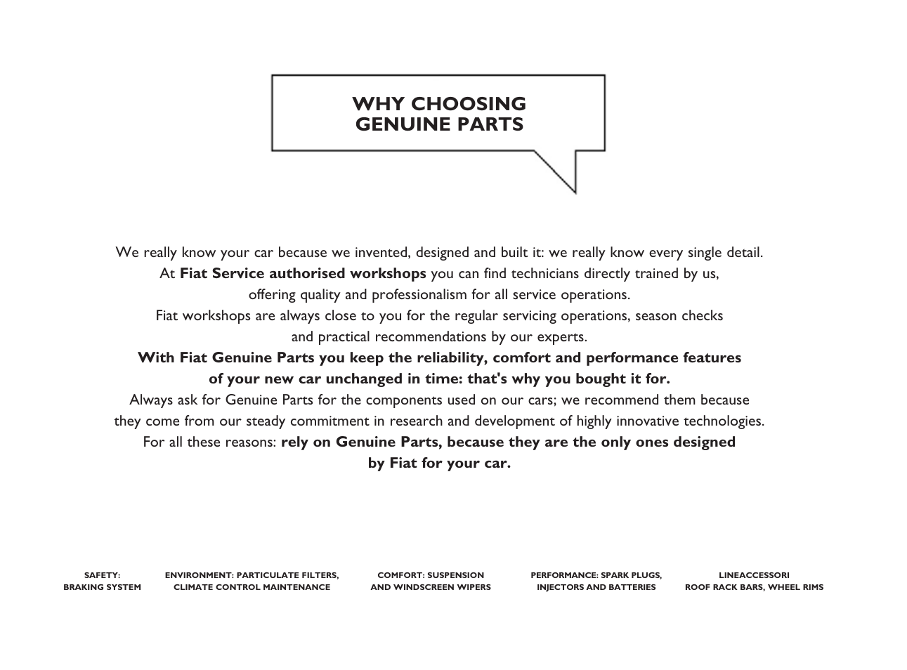 Why choosing genuine parts | FIAT Panda User Manual | Page 2 / 260