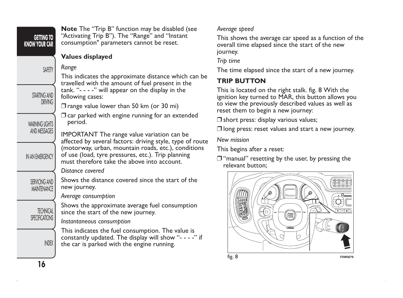 FIAT Panda User Manual | Page 20 / 260