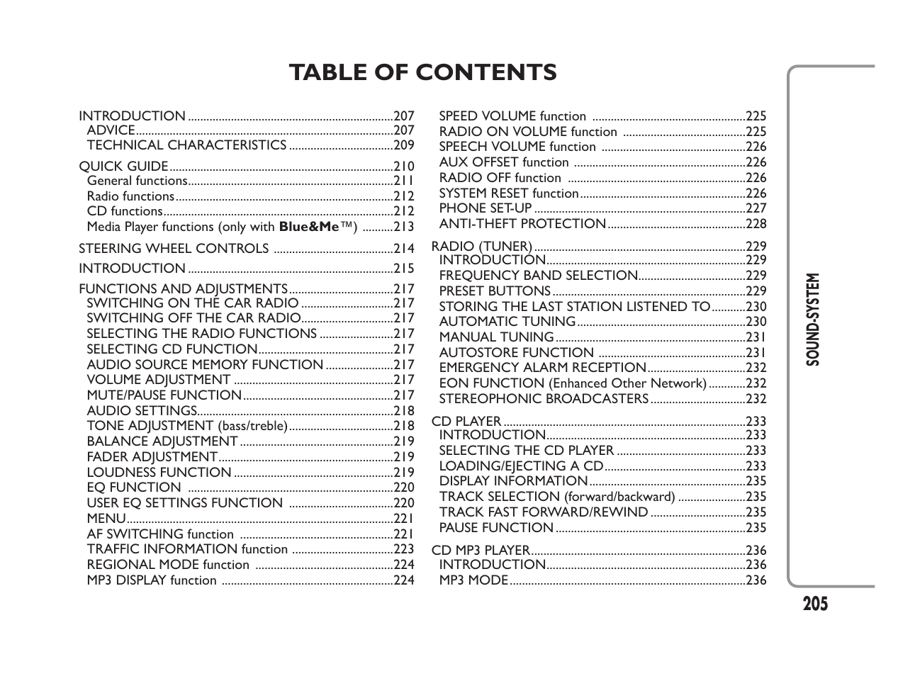 FIAT Panda User Manual | Page 209 / 260