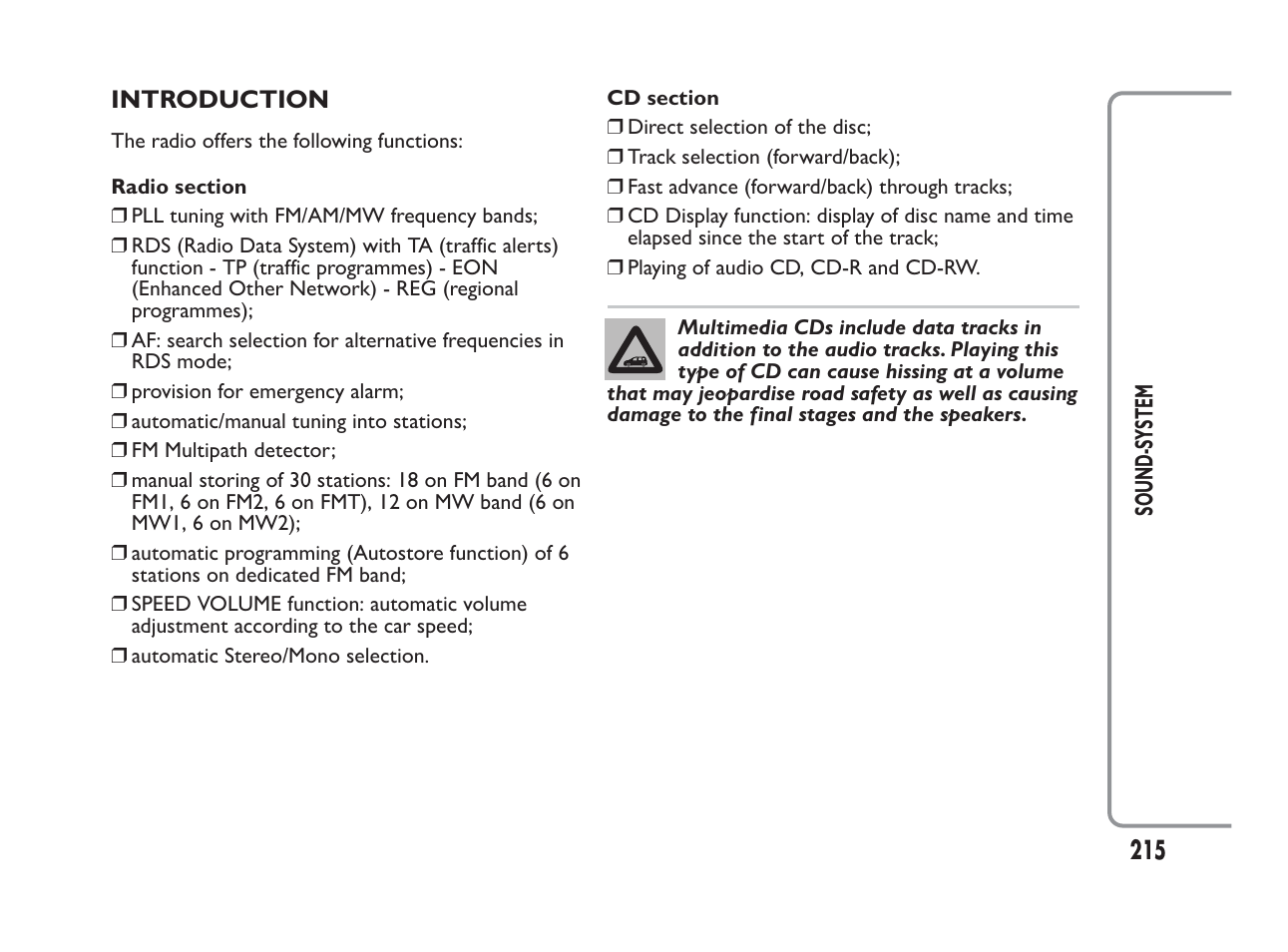 FIAT Panda User Manual | Page 219 / 260