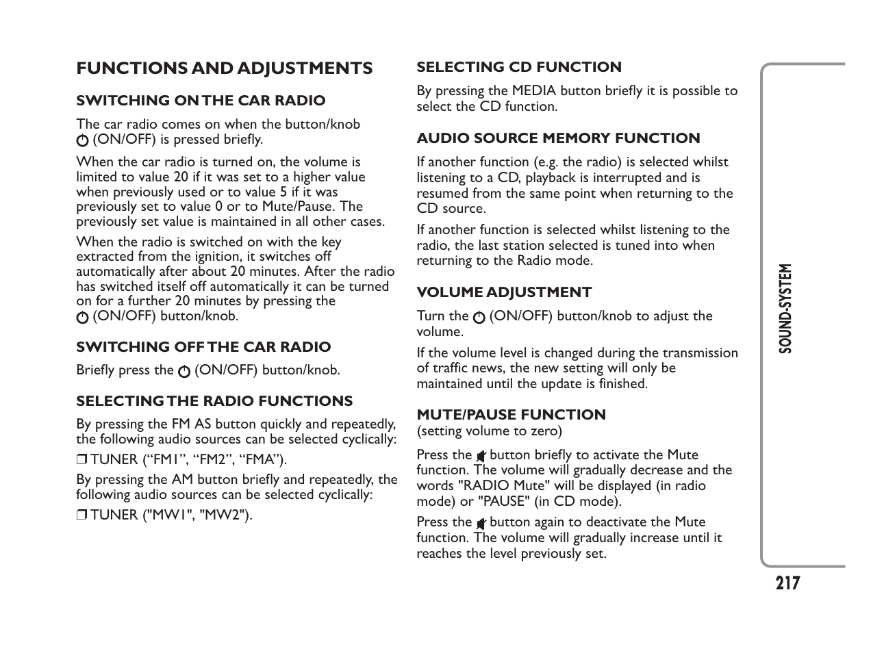 FIAT Panda User Manual | Page 221 / 260