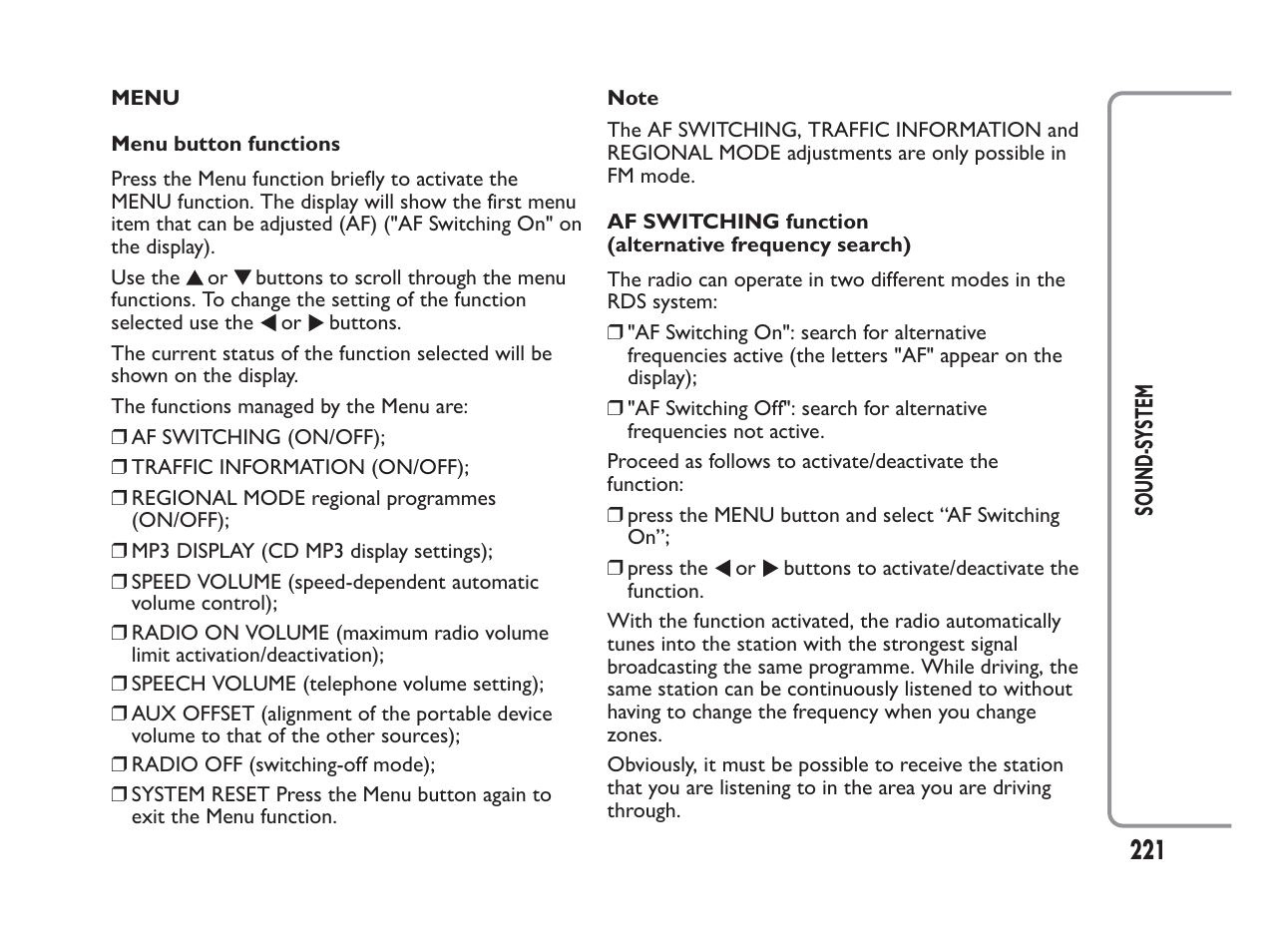 FIAT Panda User Manual | Page 225 / 260