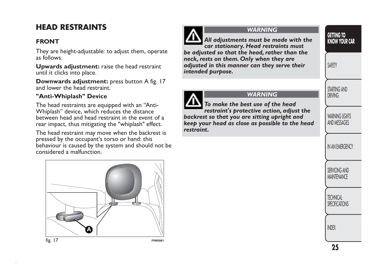 FIAT Panda User Manual | Page 29 / 260