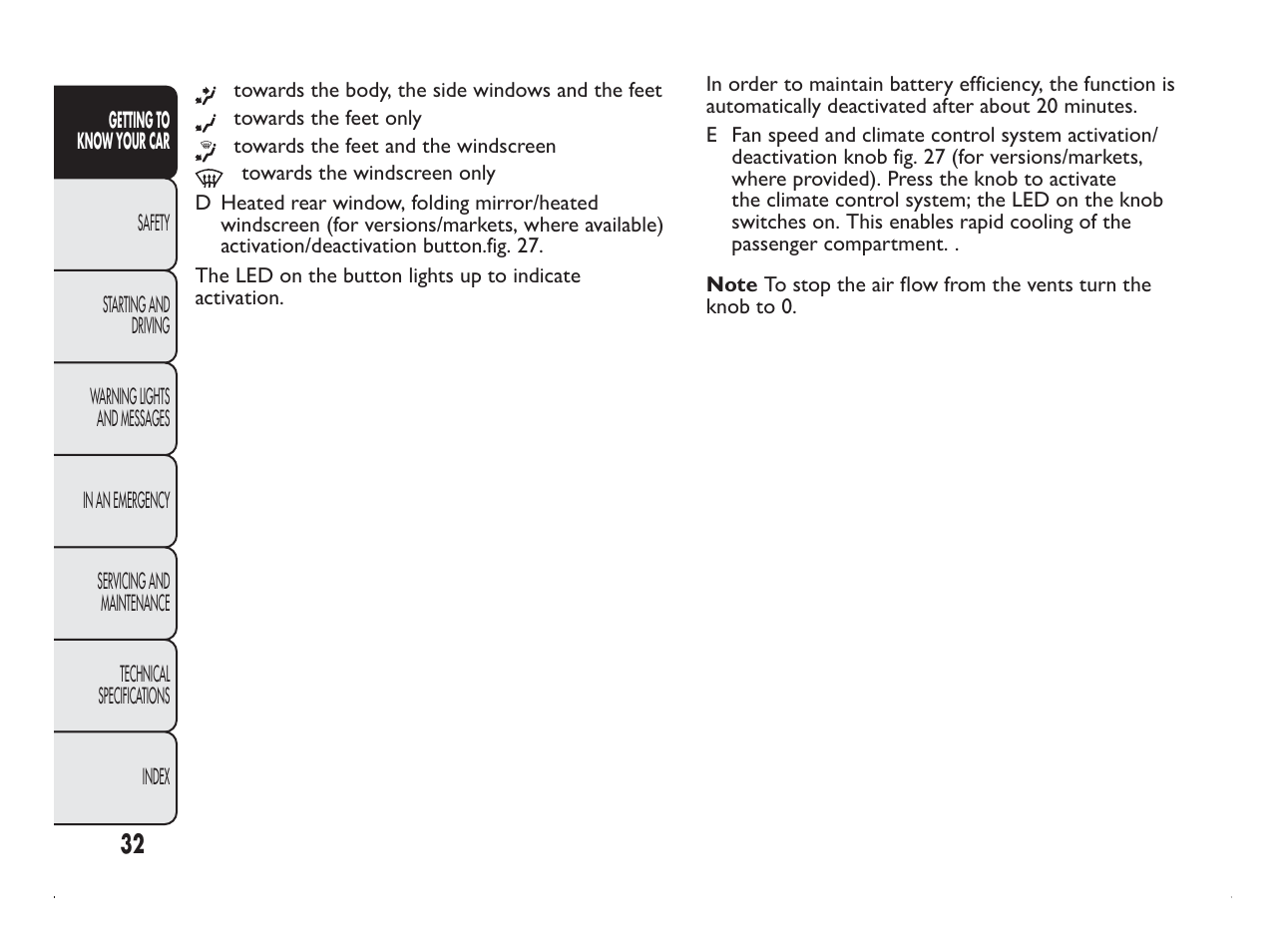 FIAT Panda User Manual | Page 36 / 260