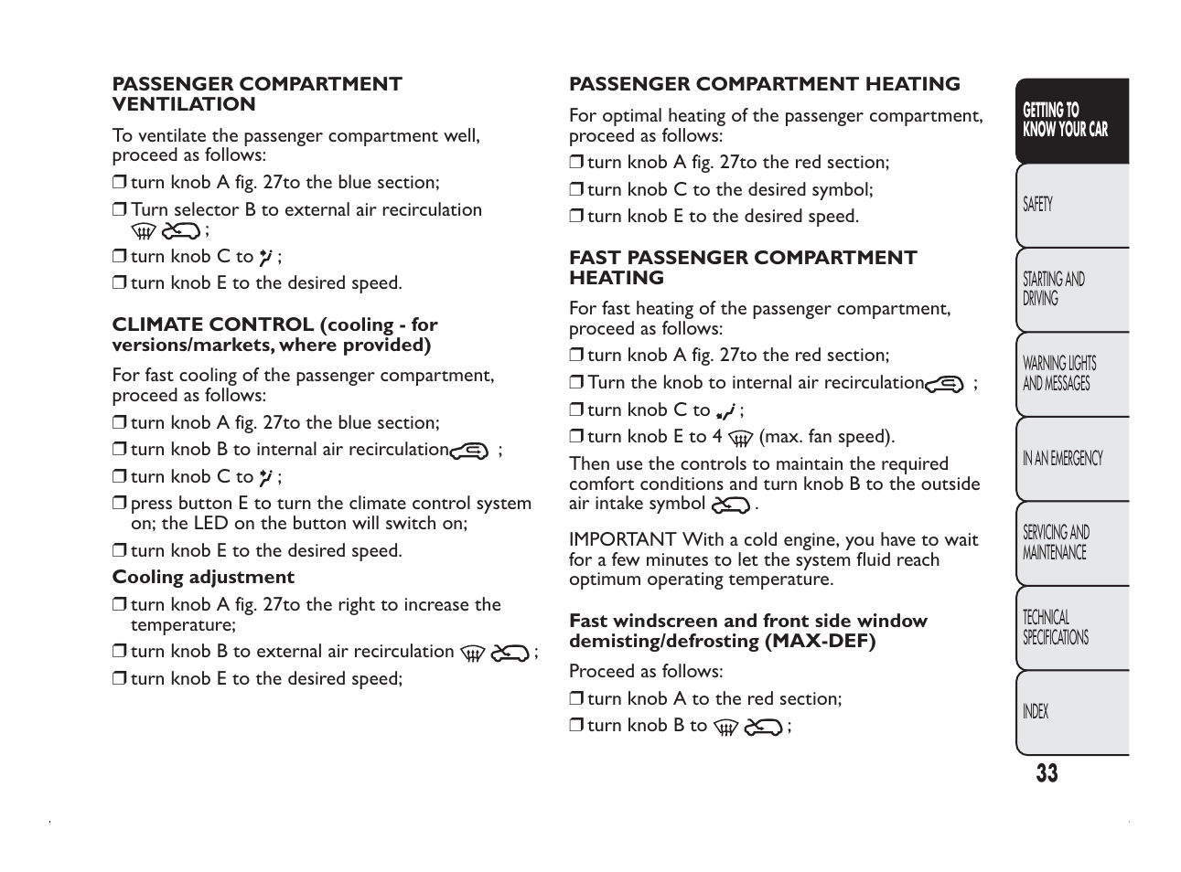 FIAT Panda User Manual | Page 37 / 260