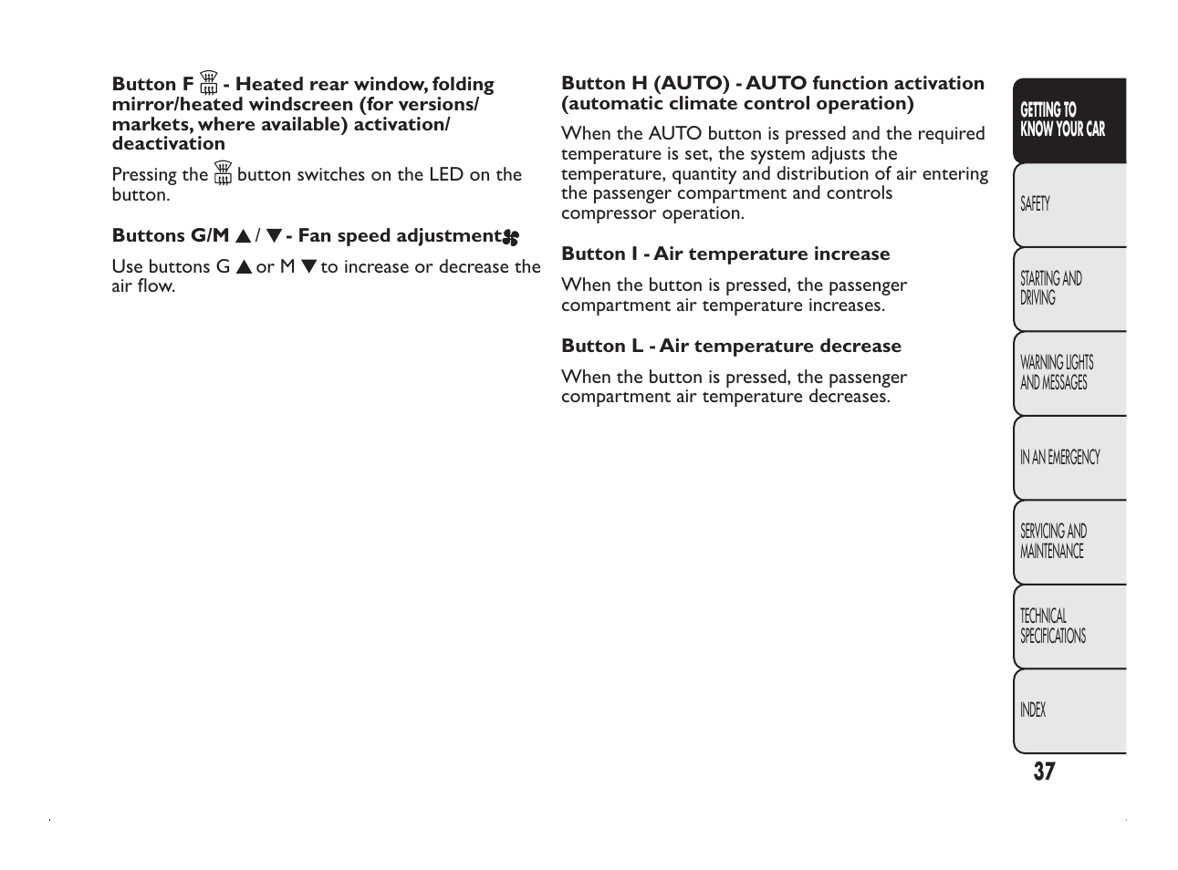 FIAT Panda User Manual | Page 41 / 260