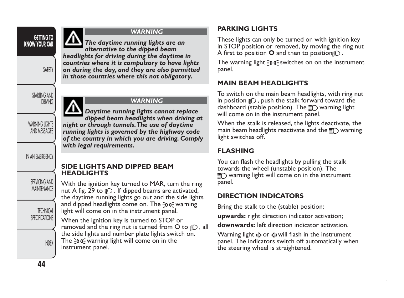 FIAT Panda User Manual | Page 48 / 260