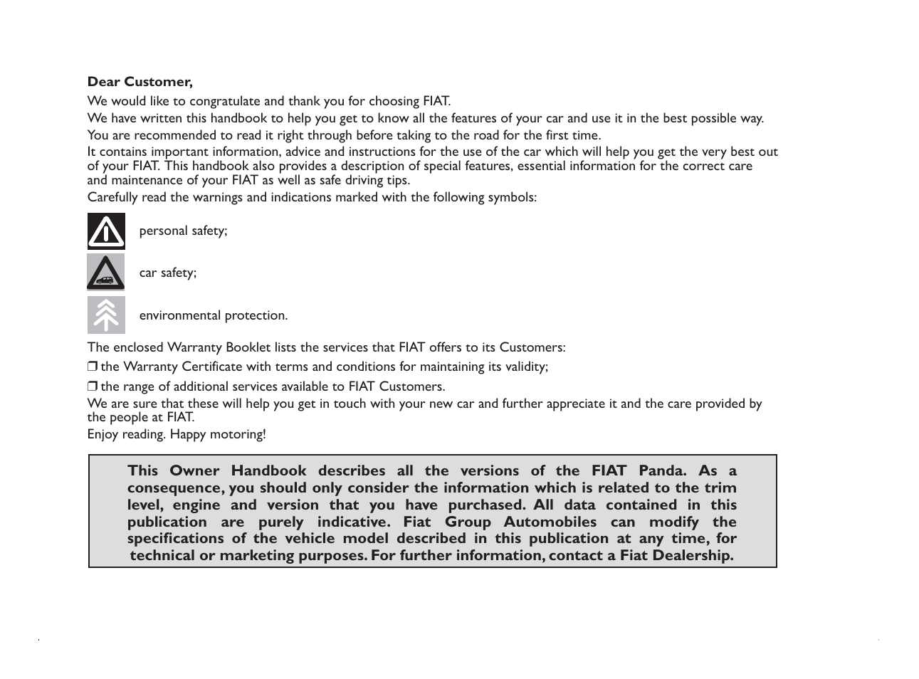 FIAT Panda User Manual | Page 5 / 260