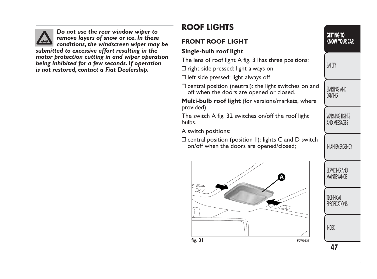 FIAT Panda User Manual | Page 51 / 260