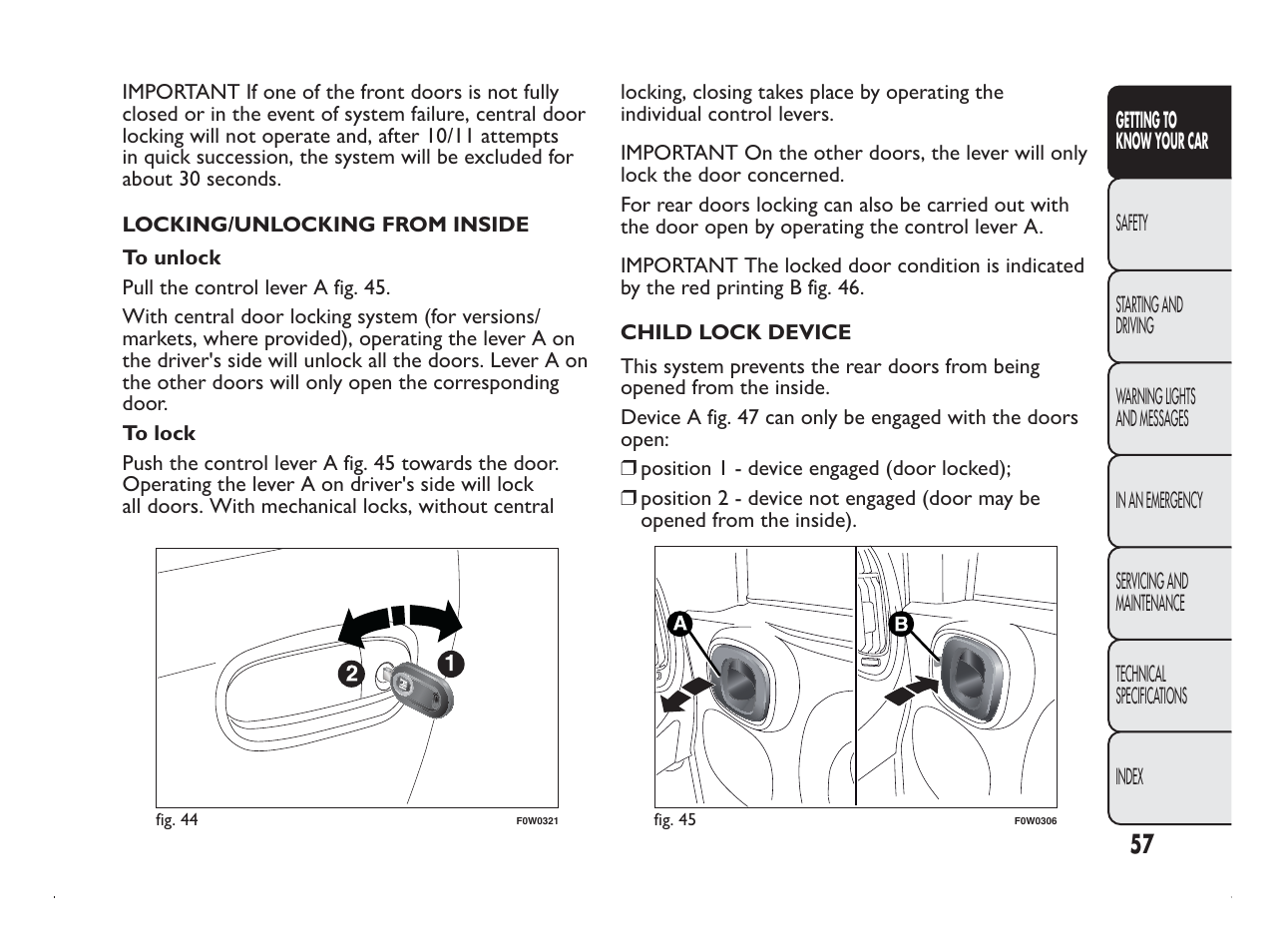 FIAT Panda User Manual | Page 61 / 260