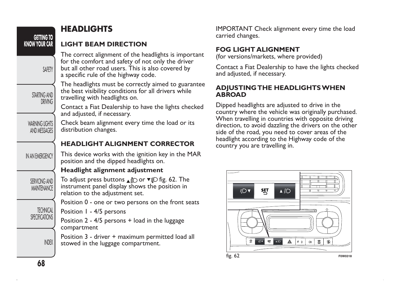 FIAT Panda User Manual | Page 72 / 260