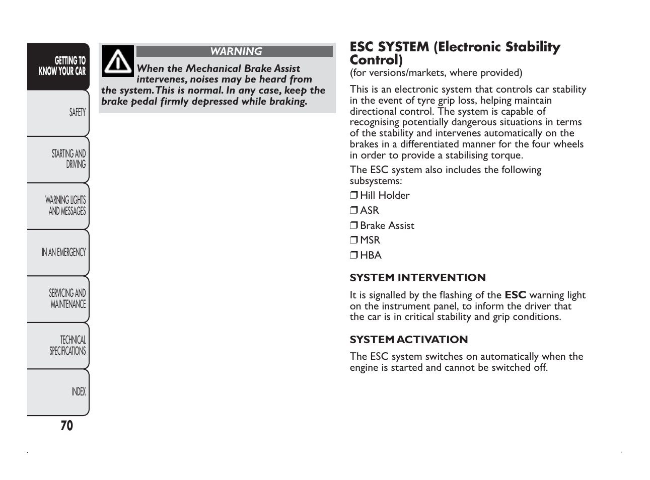 FIAT Panda User Manual | Page 74 / 260