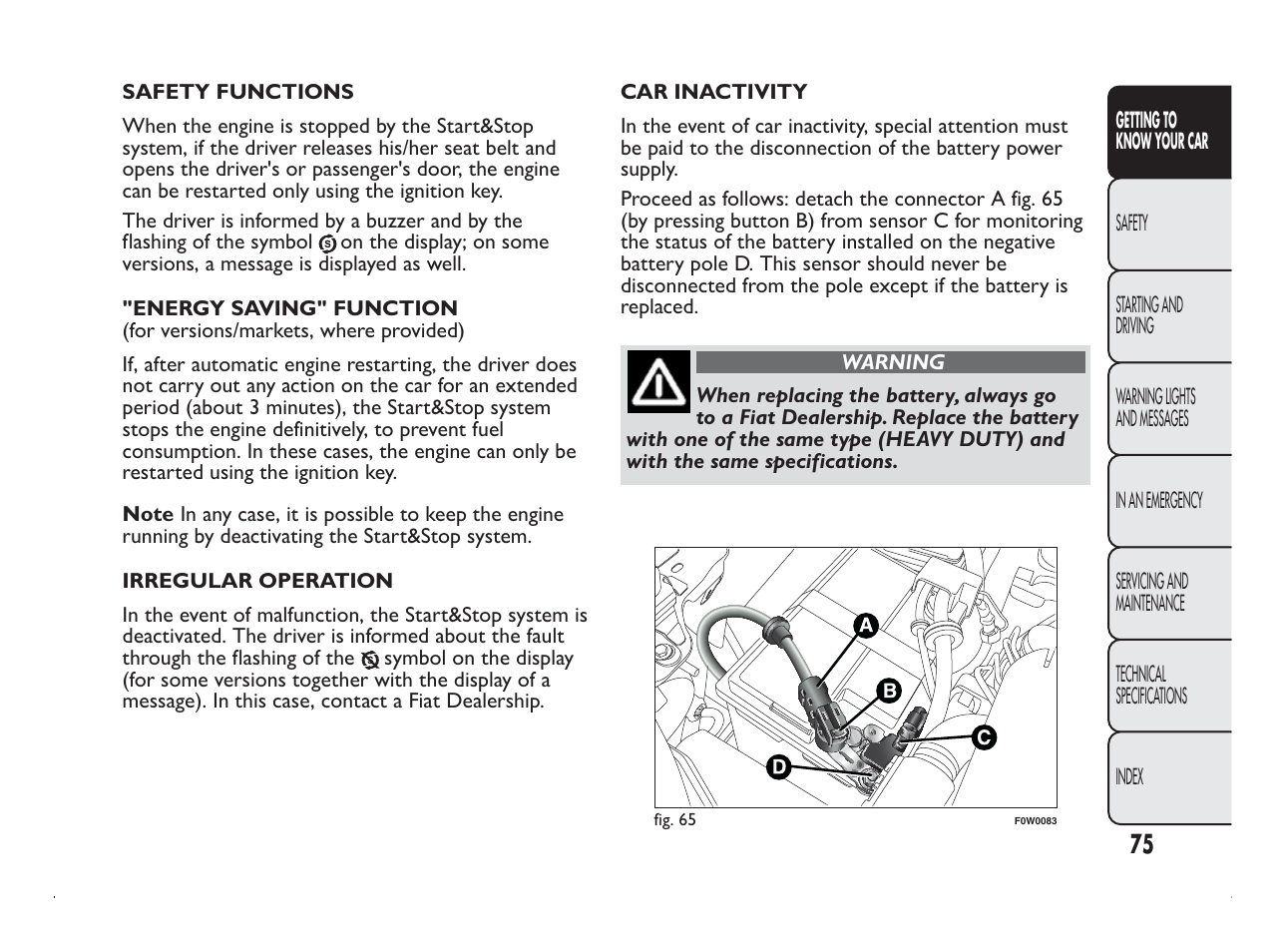 FIAT Panda User Manual | Page 79 / 260