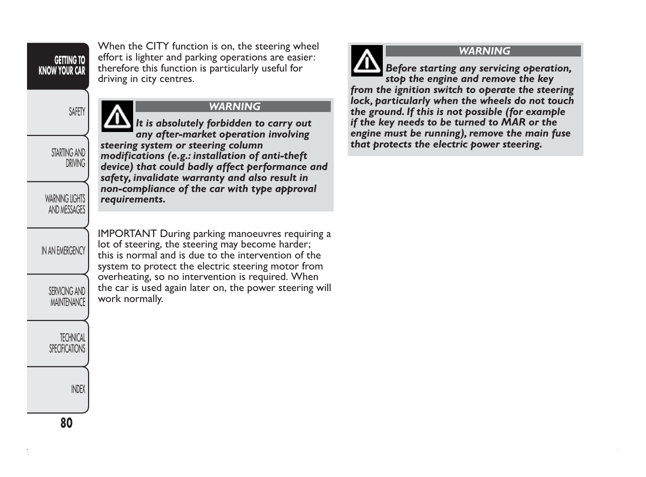 FIAT Panda User Manual | Page 84 / 260