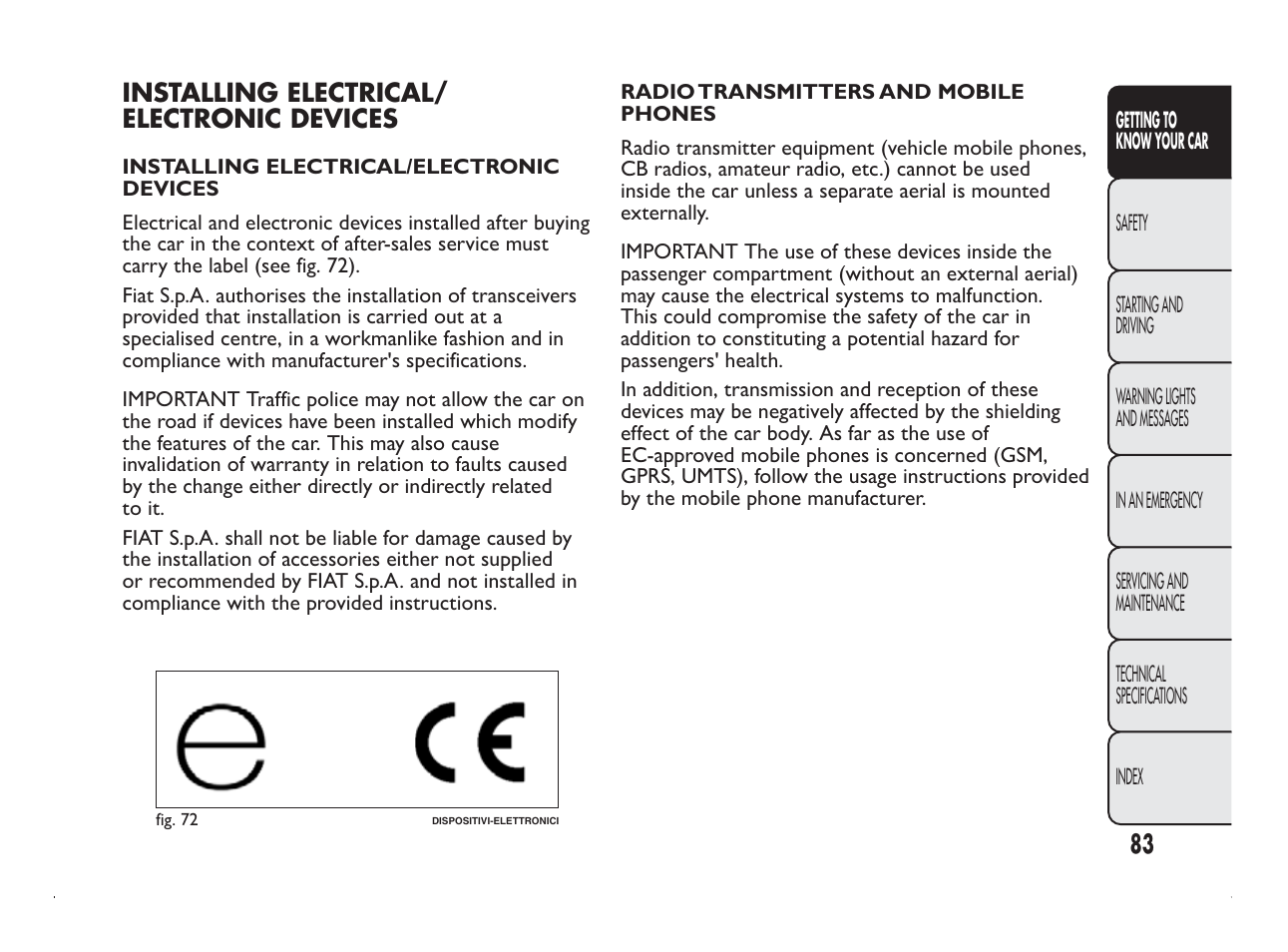 FIAT Panda User Manual | Page 87 / 260