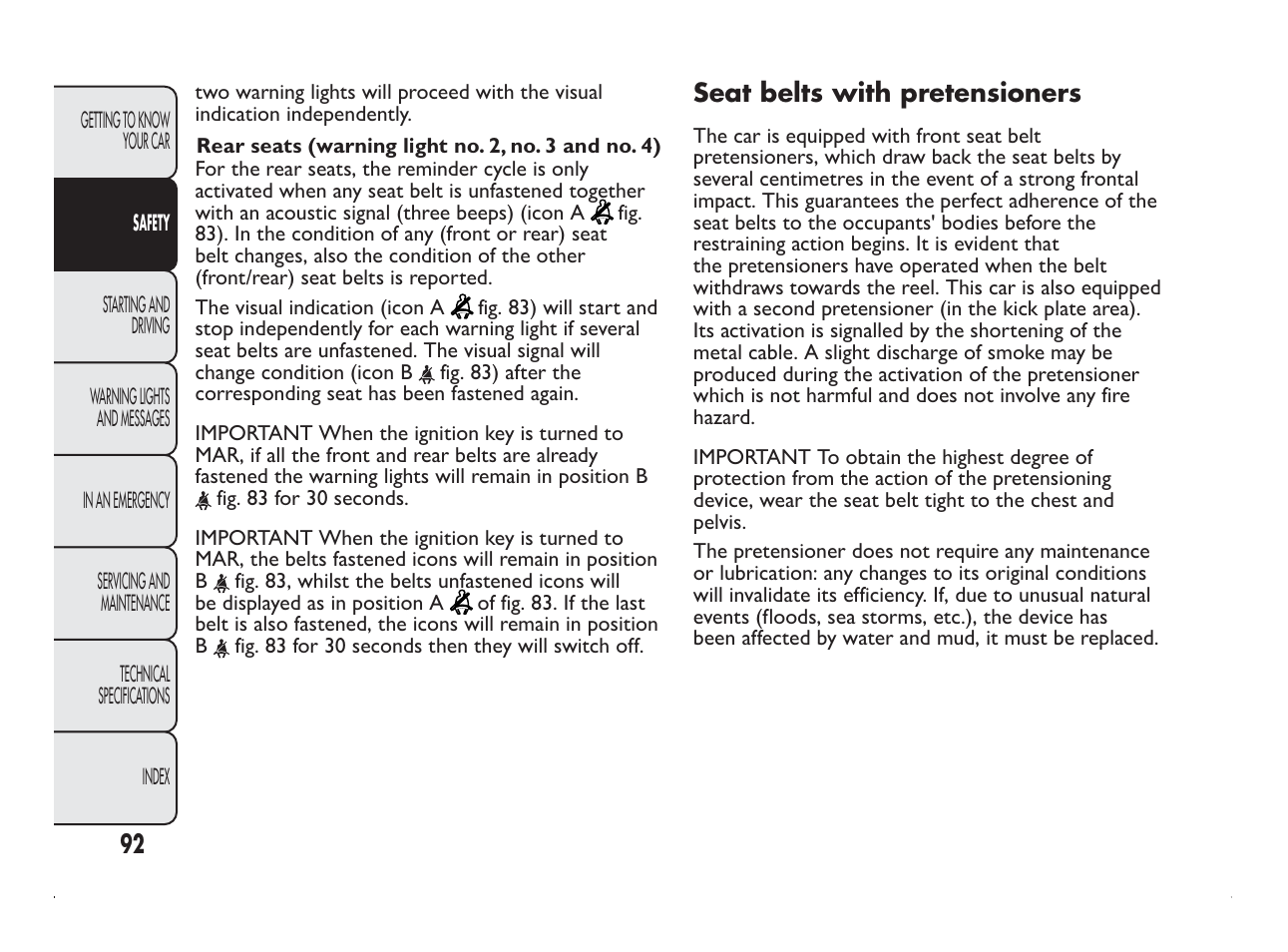 FIAT Panda User Manual | Page 96 / 260