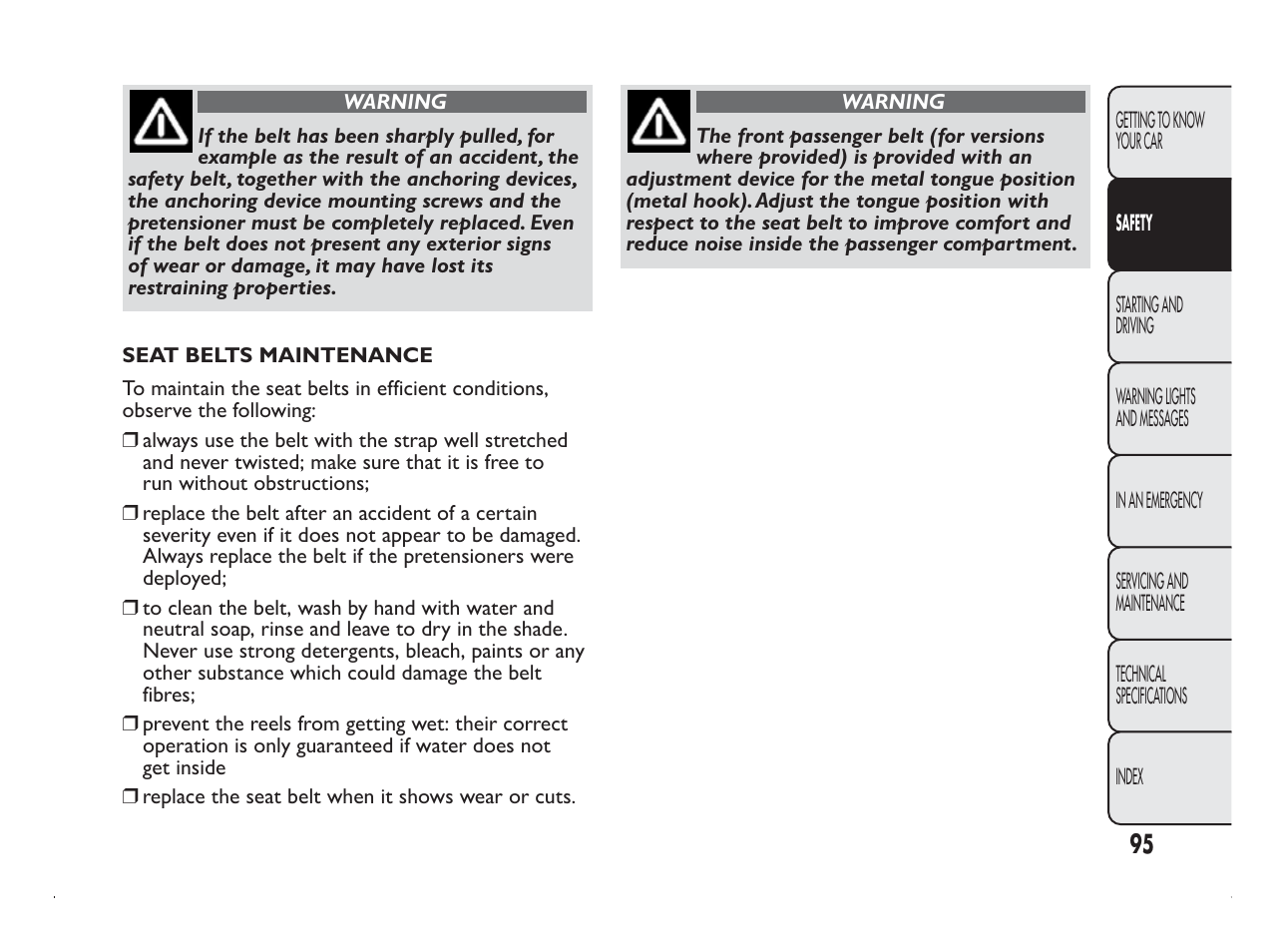 FIAT Panda User Manual | Page 99 / 260