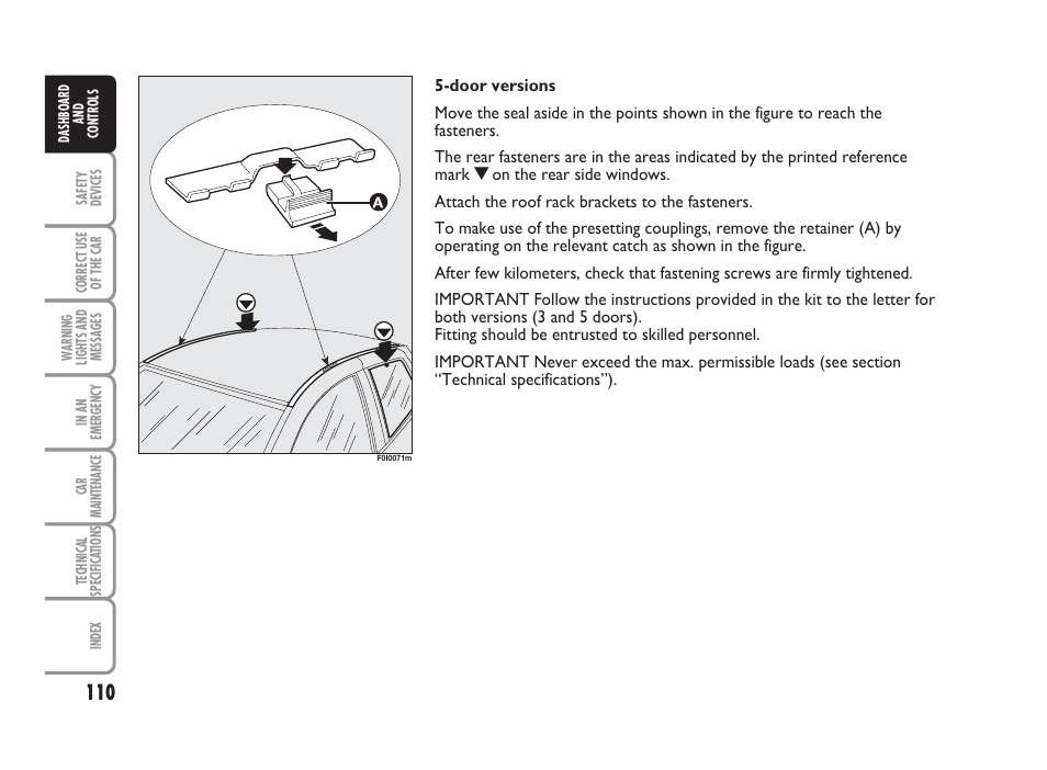 FIAT Punto Classic User Manual | Page 111 / 298