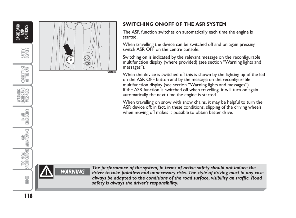 Warning | FIAT Punto Classic User Manual | Page 119 / 298