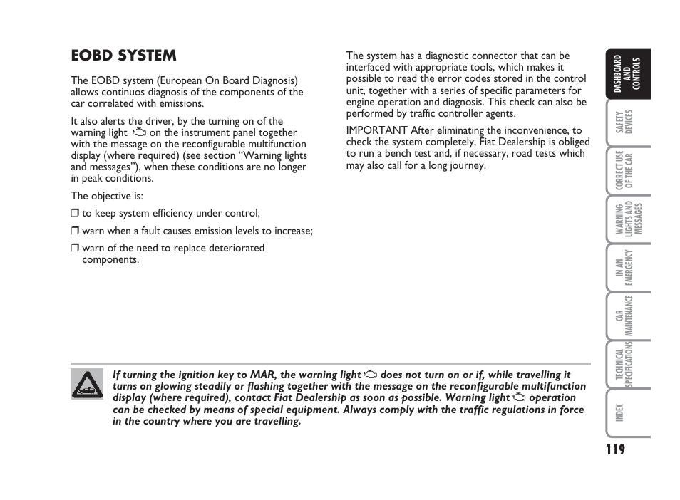 Eobd system | FIAT Punto Classic User Manual | Page 120 / 298