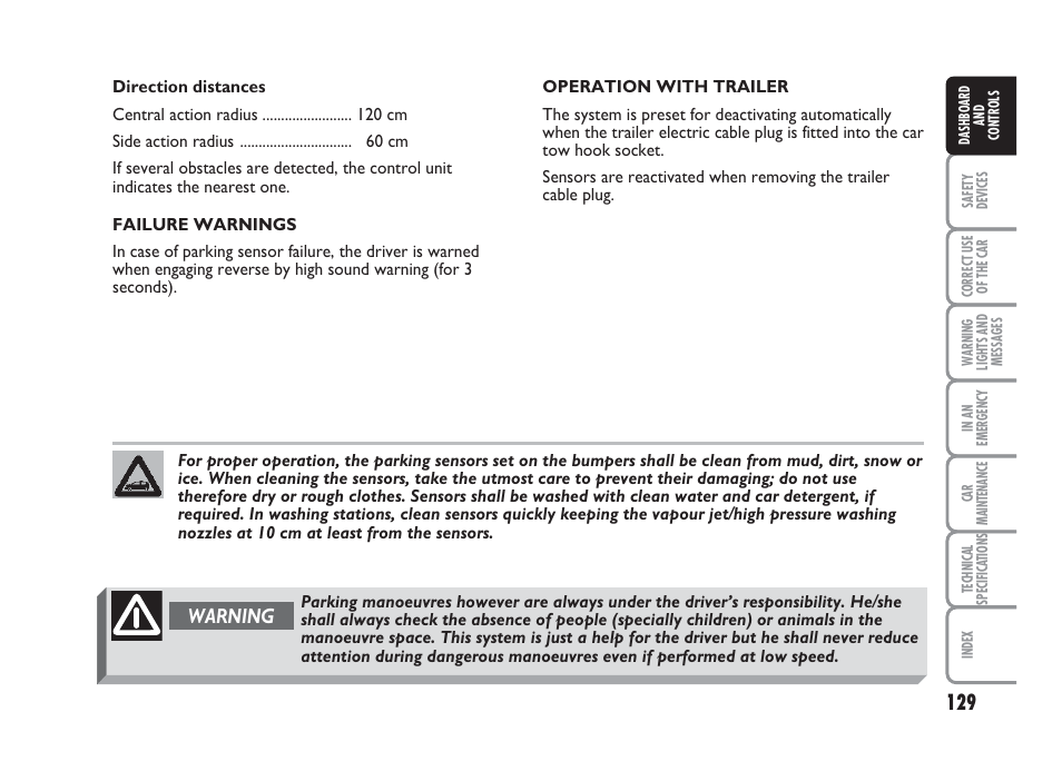 Warning | FIAT Punto Classic User Manual | Page 130 / 298