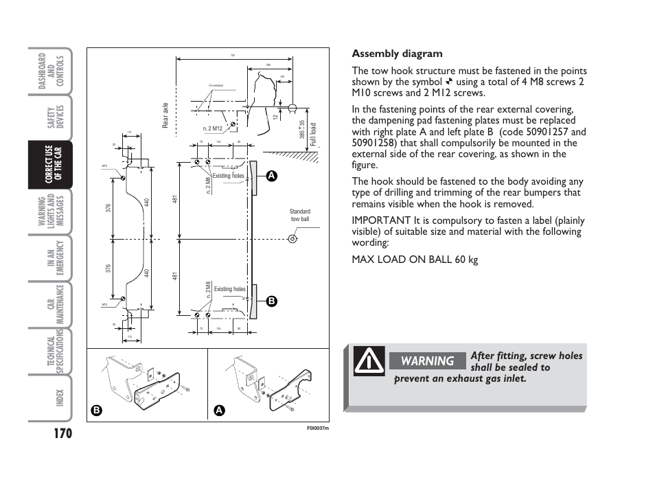 Warning | FIAT Punto Classic User Manual | Page 171 / 298