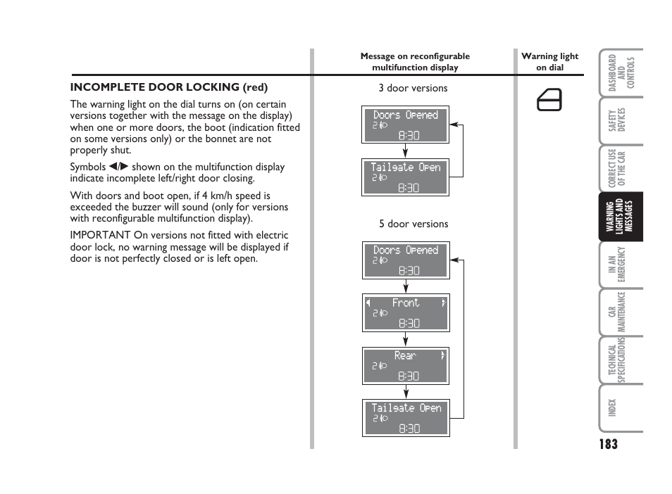 FIAT Punto Classic User Manual | Page 184 / 298