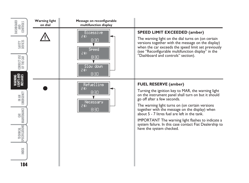 FIAT Punto Classic User Manual | Page 185 / 298