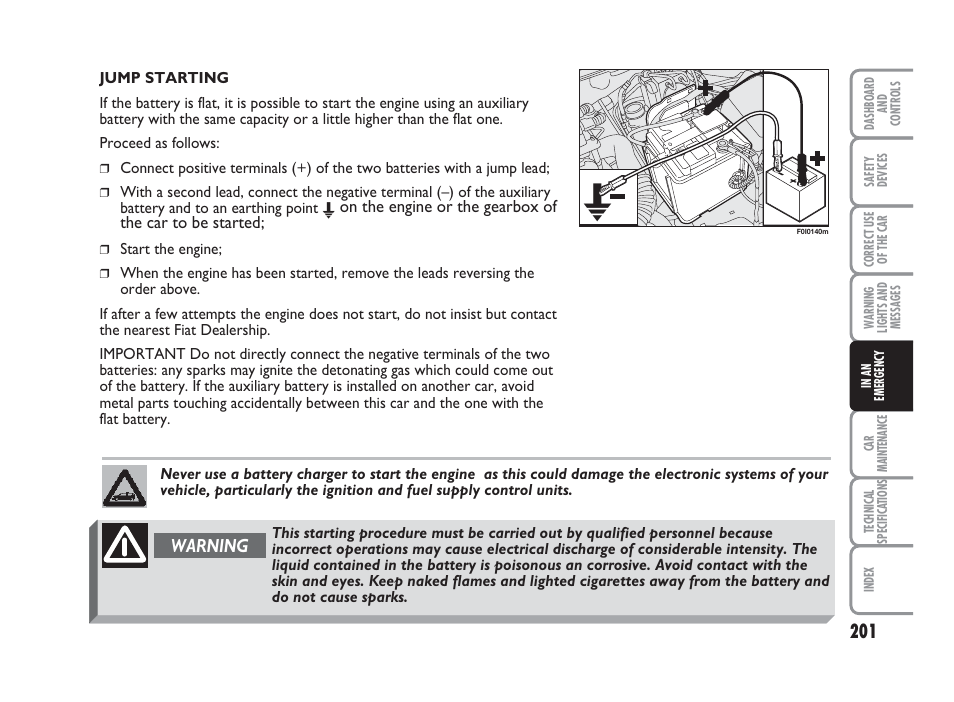 Warning | FIAT Punto Classic User Manual | Page 202 / 298