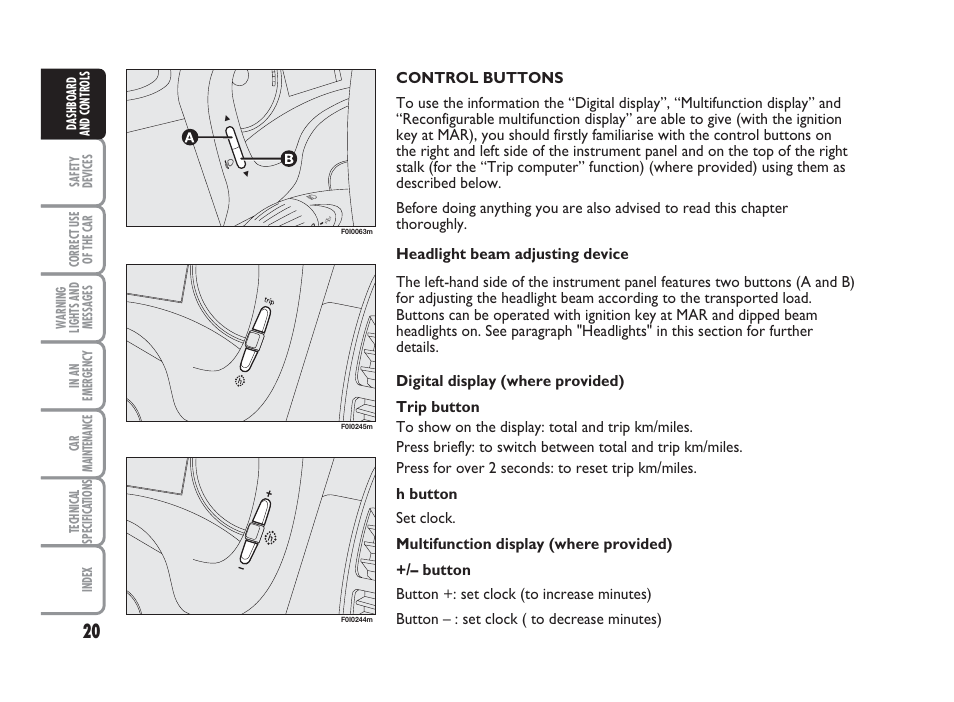 FIAT Punto Classic User Manual | Page 21 / 298