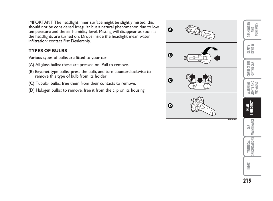 FIAT Punto Classic User Manual | Page 216 / 298