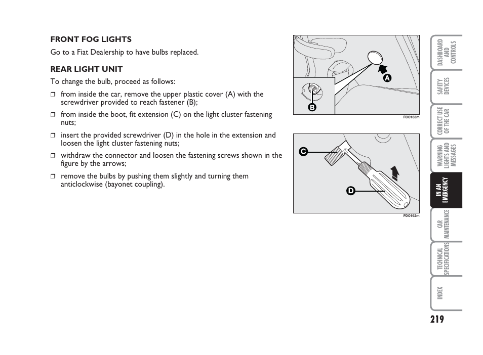 FIAT Punto Classic User Manual | Page 220 / 298