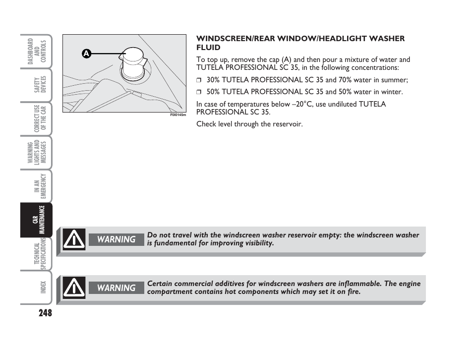 Warning | FIAT Punto Classic User Manual | Page 249 / 298