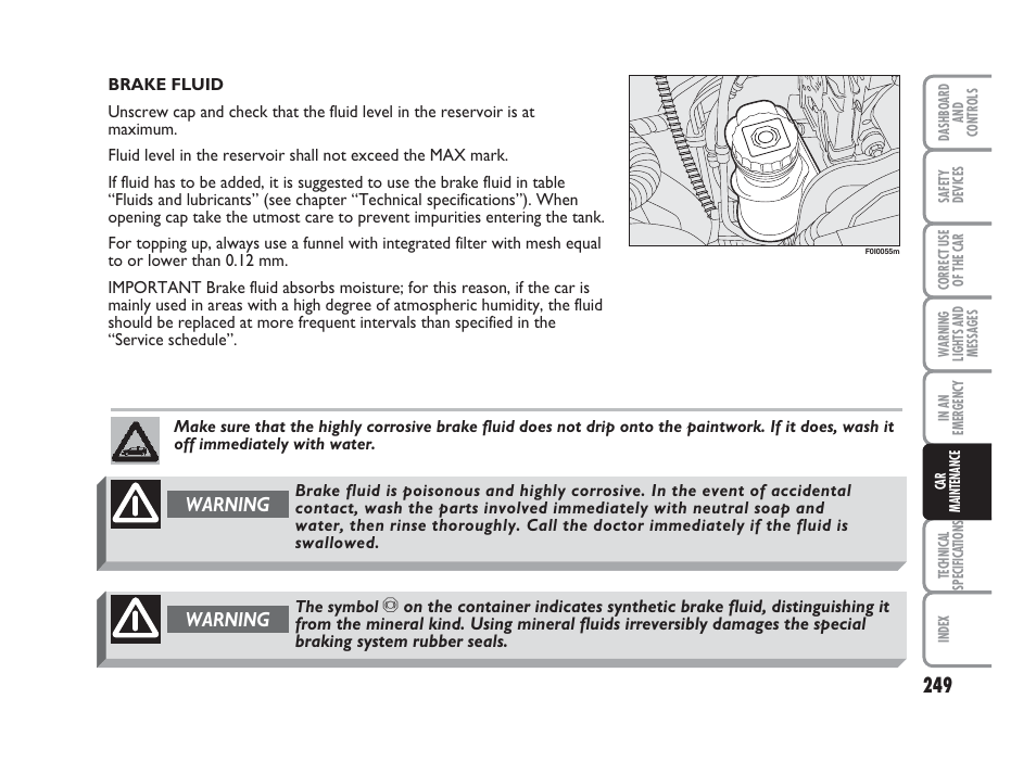 Warning | FIAT Punto Classic User Manual | Page 250 / 298