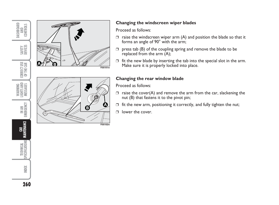 FIAT Punto Classic User Manual | Page 261 / 298