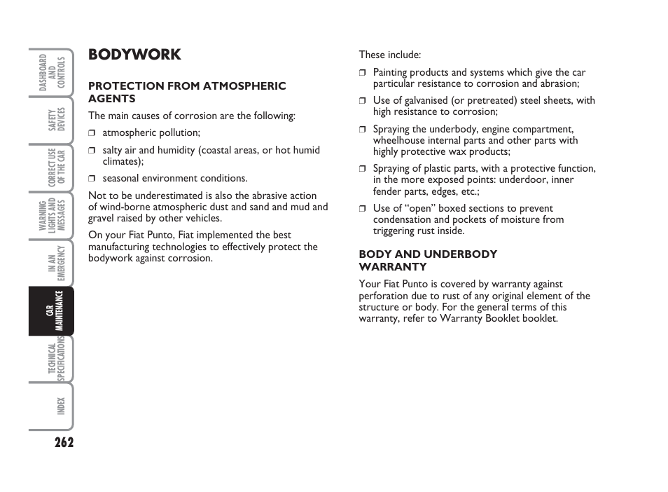 Bodywork | FIAT Punto Classic User Manual | Page 263 / 298