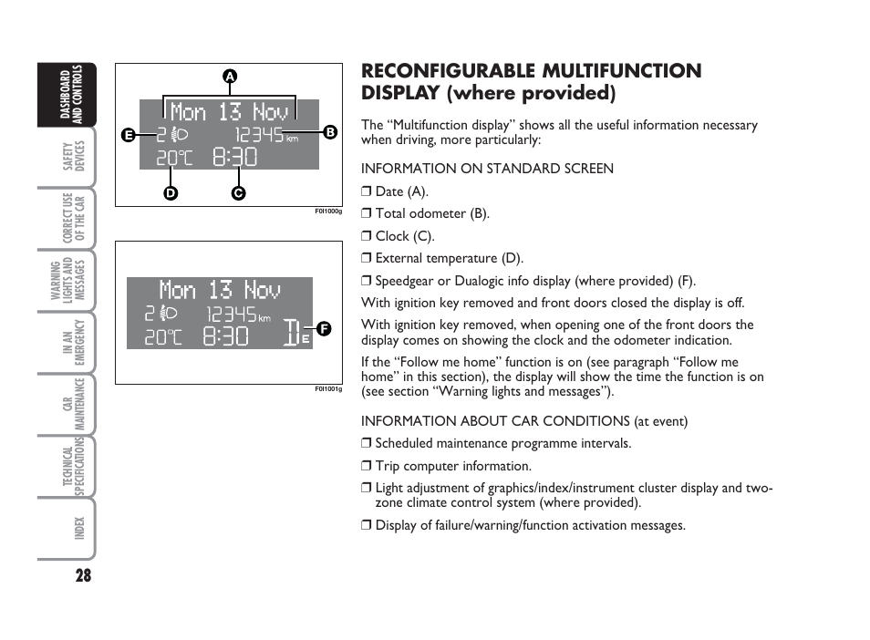 FIAT Punto Classic User Manual | Page 29 / 298