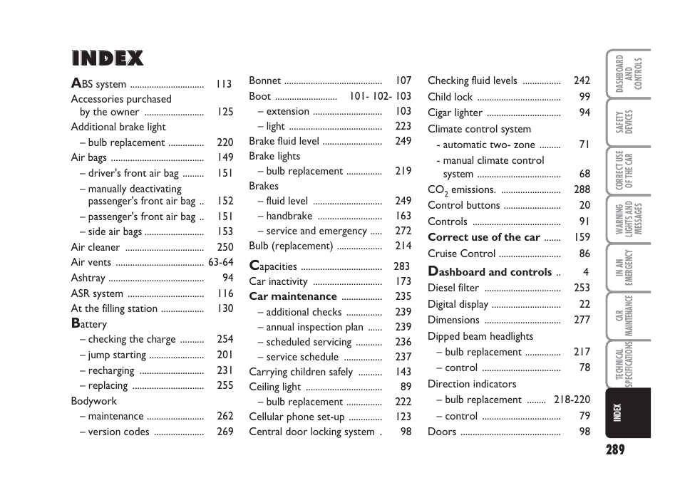 FIAT Punto Classic User Manual | Page 290 / 298