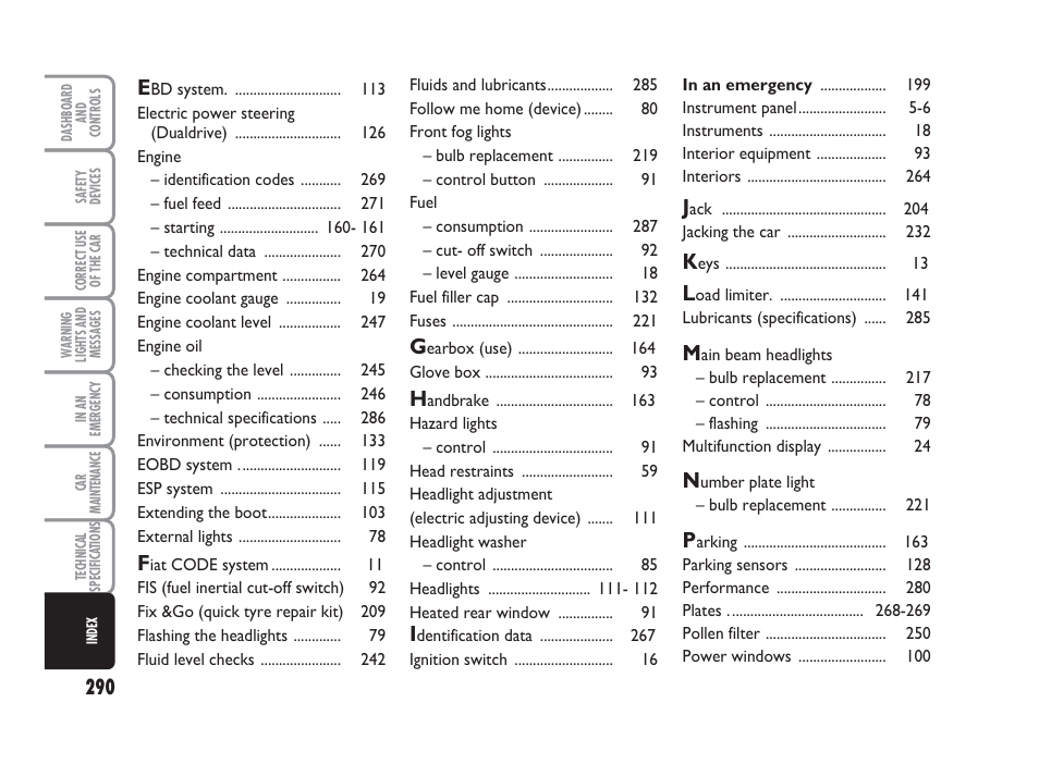 FIAT Punto Classic User Manual | Page 291 / 298