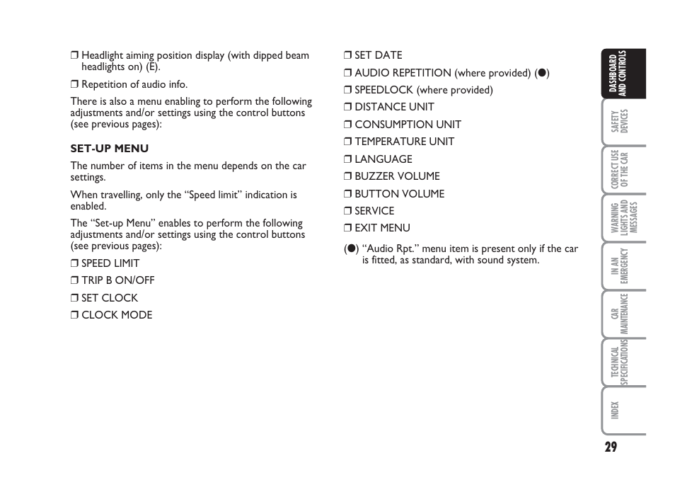 FIAT Punto Classic User Manual | Page 30 / 298