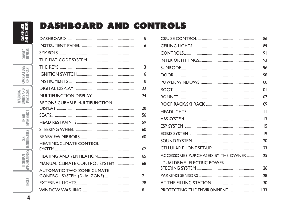 FIAT Punto Classic User Manual | Page 5 / 298