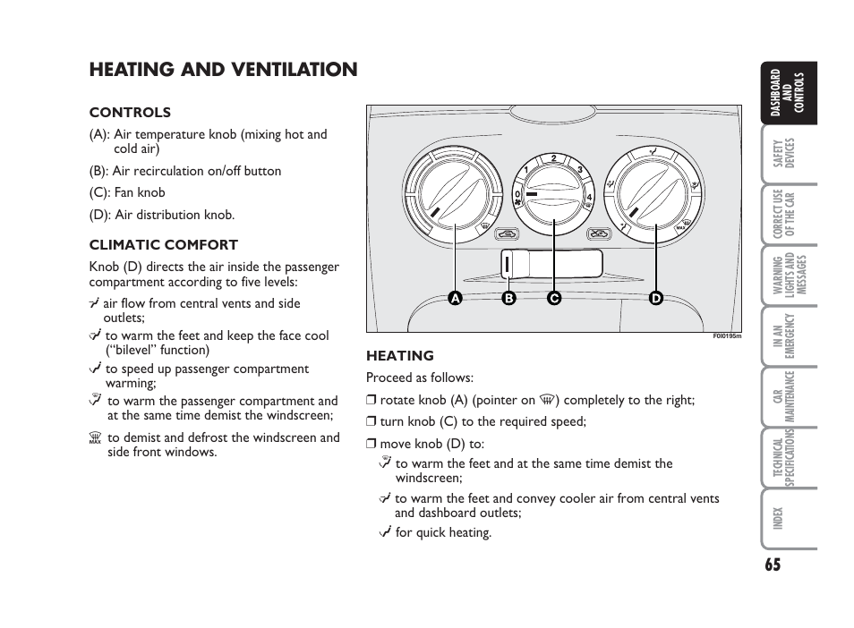 Heating and ventilation | FIAT Punto Classic User Manual | Page 66 / 298