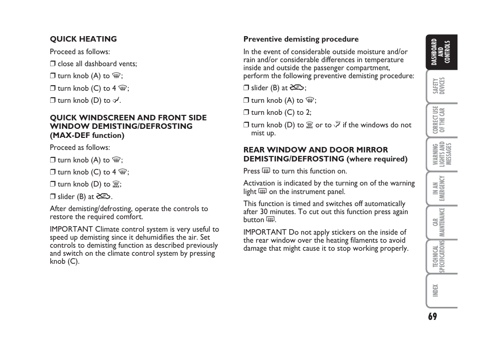 FIAT Punto Classic User Manual | Page 70 / 298