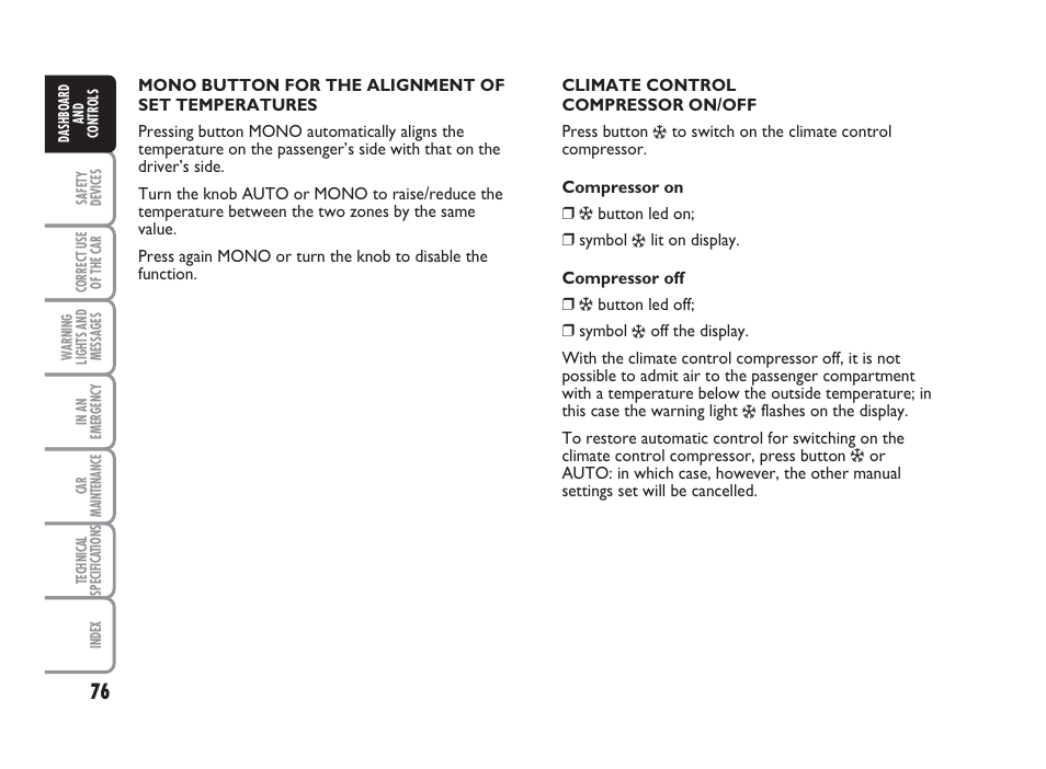 FIAT Punto Classic User Manual | Page 77 / 298