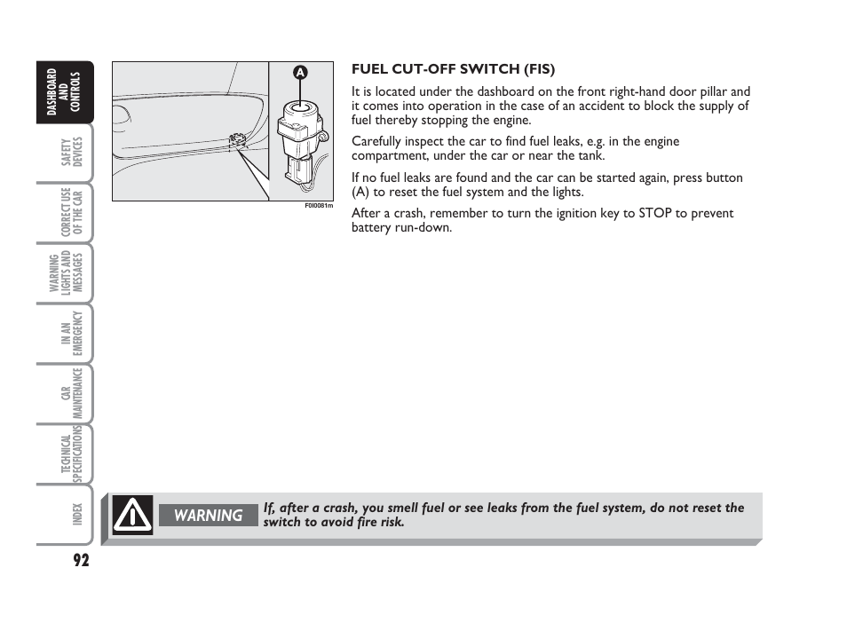 Warning | FIAT Punto Classic User Manual | Page 93 / 298