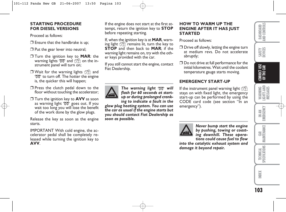 FIAT Panda Classic User Manual | Page 104 / 206