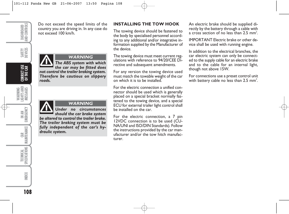 FIAT Panda Classic User Manual | Page 109 / 206